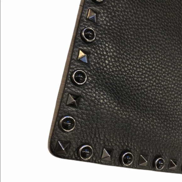 Valentino Rockstud NEW Leather Pouch Clutch black authentic - Picture 11 of 17